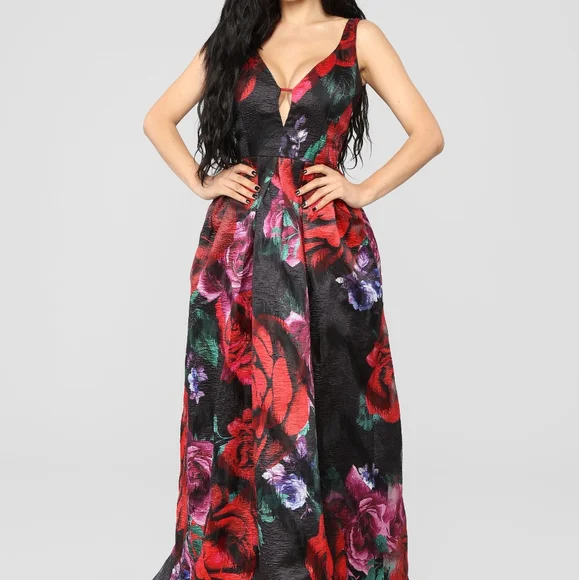 fitted lace wedding dress Fashion Floral Print Autumn Rose Pattern Long Sleeve Dress for Women with  Belt V-Neck Floor Length Maxi Dress with Pockets at Amazon Women's Clothing  store